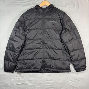 Eddie Bauer Mens Wide Channel Hooded Down Jacket Black Puffer XL Gorpcore Warm
